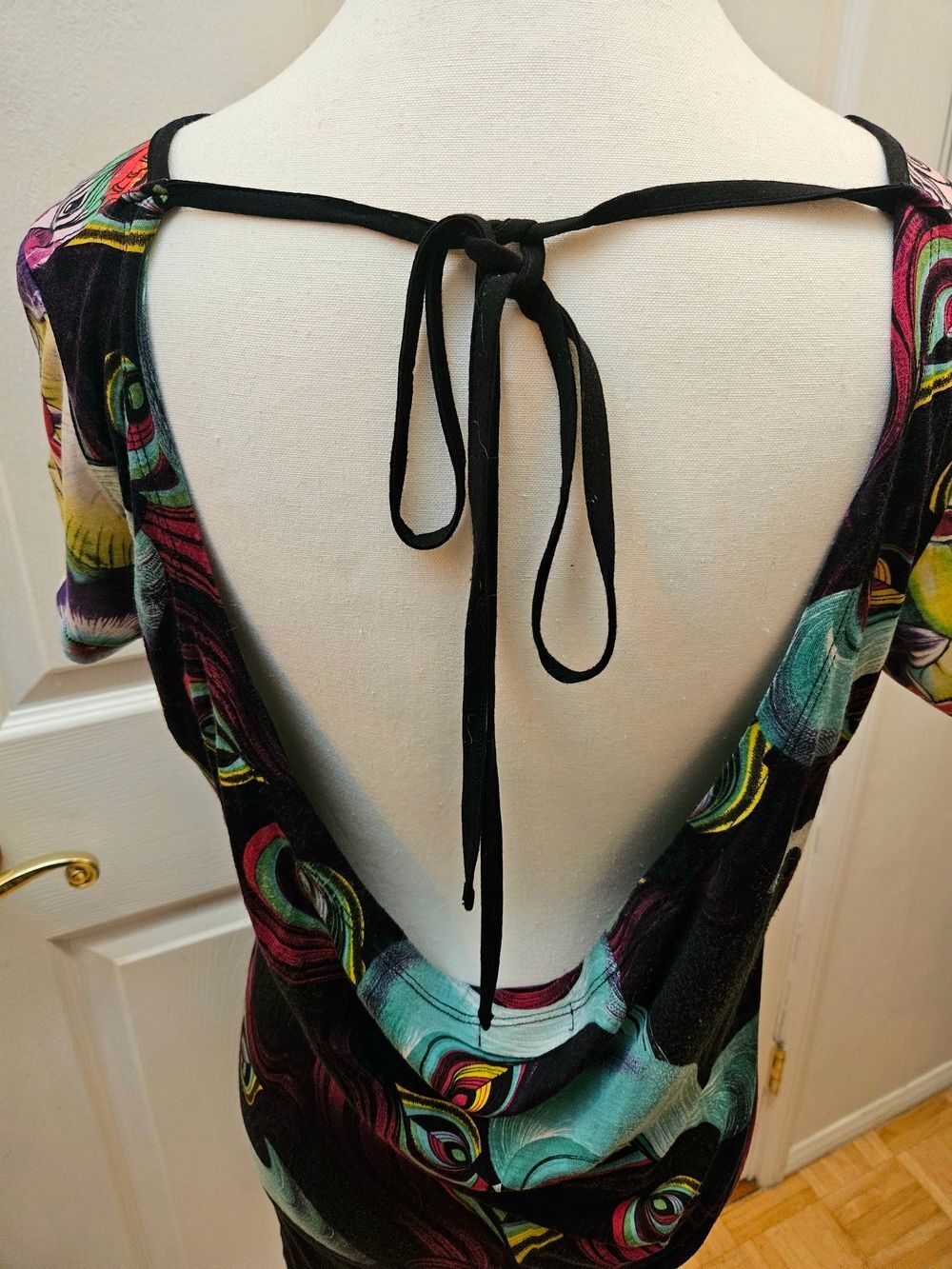 Y2K Vintage Custo Barcelona Festival Tencel Multicolor Print Mini Dress L - Picture 7 of 10